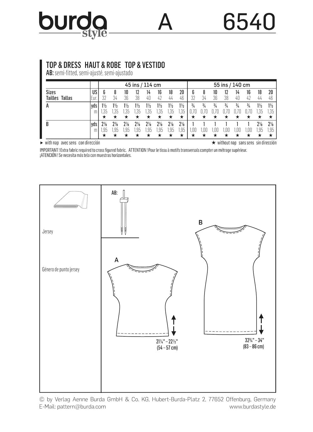 Burda Pattern 6540 (6-20)