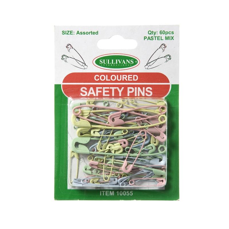 Sullivans Assorted Safety Pins, Pastel Mix- 60pk