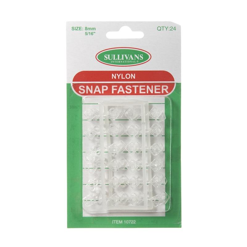 Nylon Snap Fasteners Size 8mm, Clear- 24pk