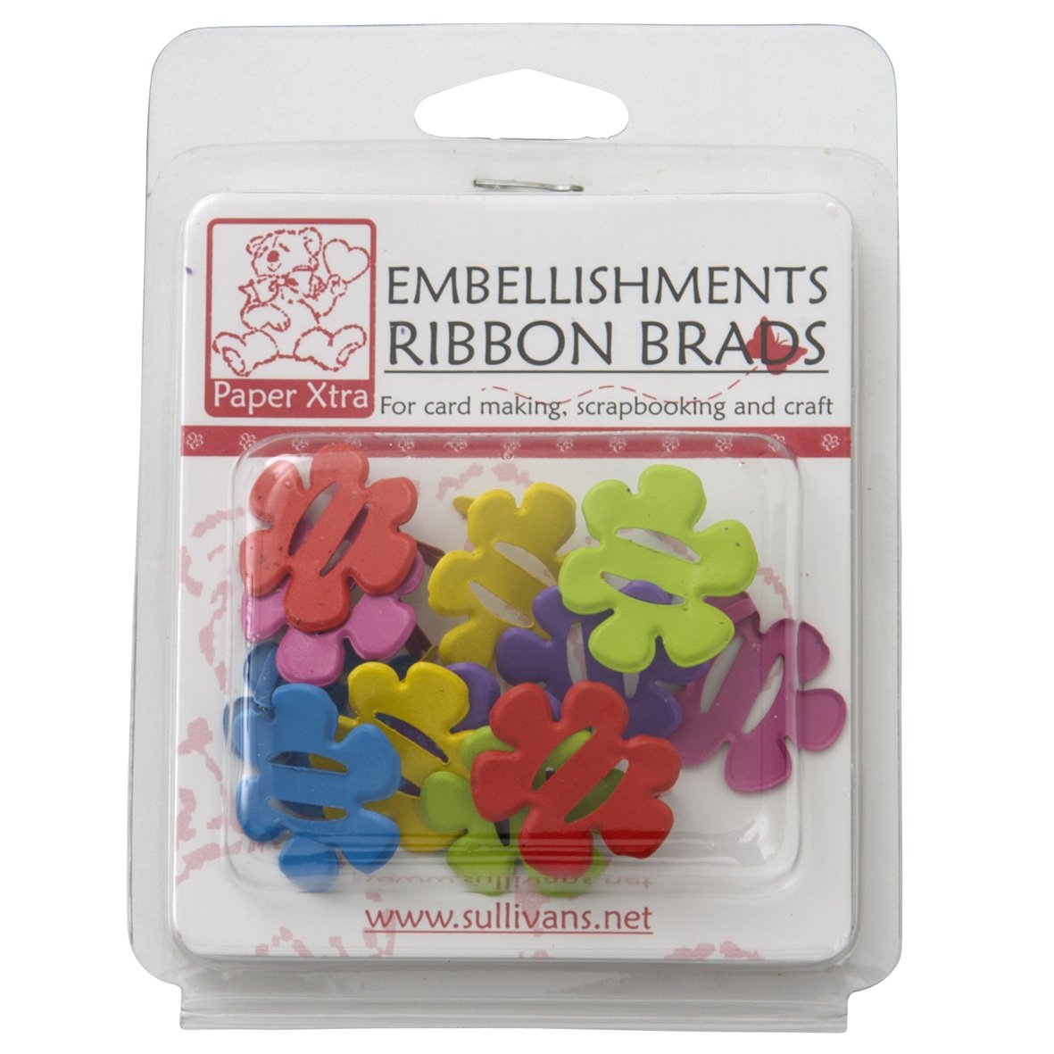 Sullivans Embellishments Brads, Flower Ribbon