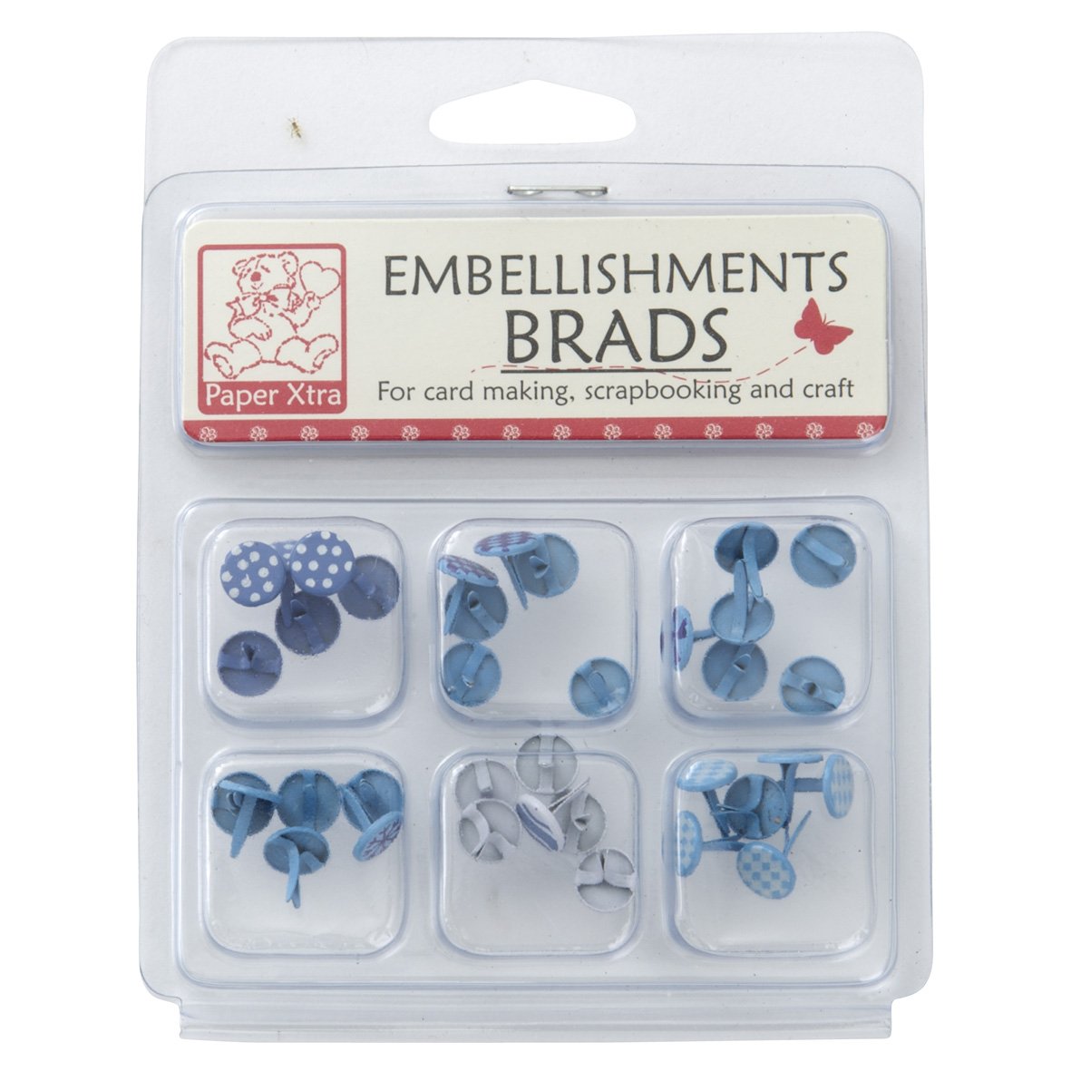 Sullivans Embellishments Brads, Round Printed Blue