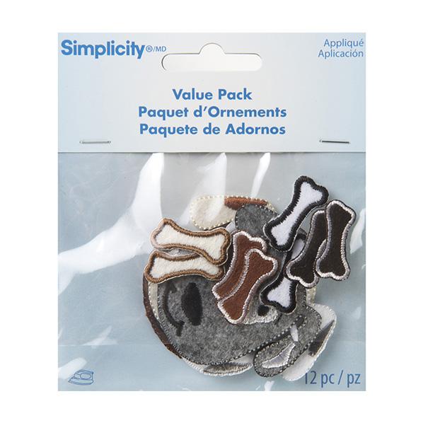 Simplicity Iron On Applique Pack, Puppies- 12pc