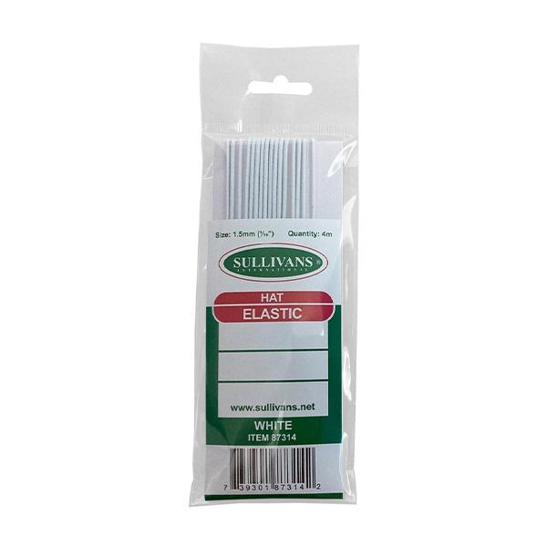 Sullivans Hat Elastic, White- 1.5 mm