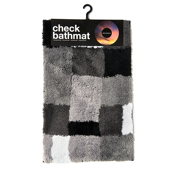 Atmosphere Bath Mat, Check Grey - 50 x 80cm