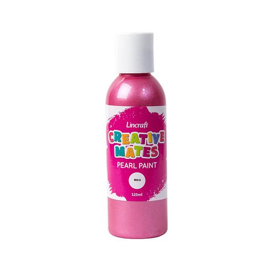 Creative Mates Pearl Acrylic Paint, Red- 125ml
