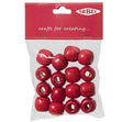 Arbee Wood Beads, Barrel 18mm Red- 15pc