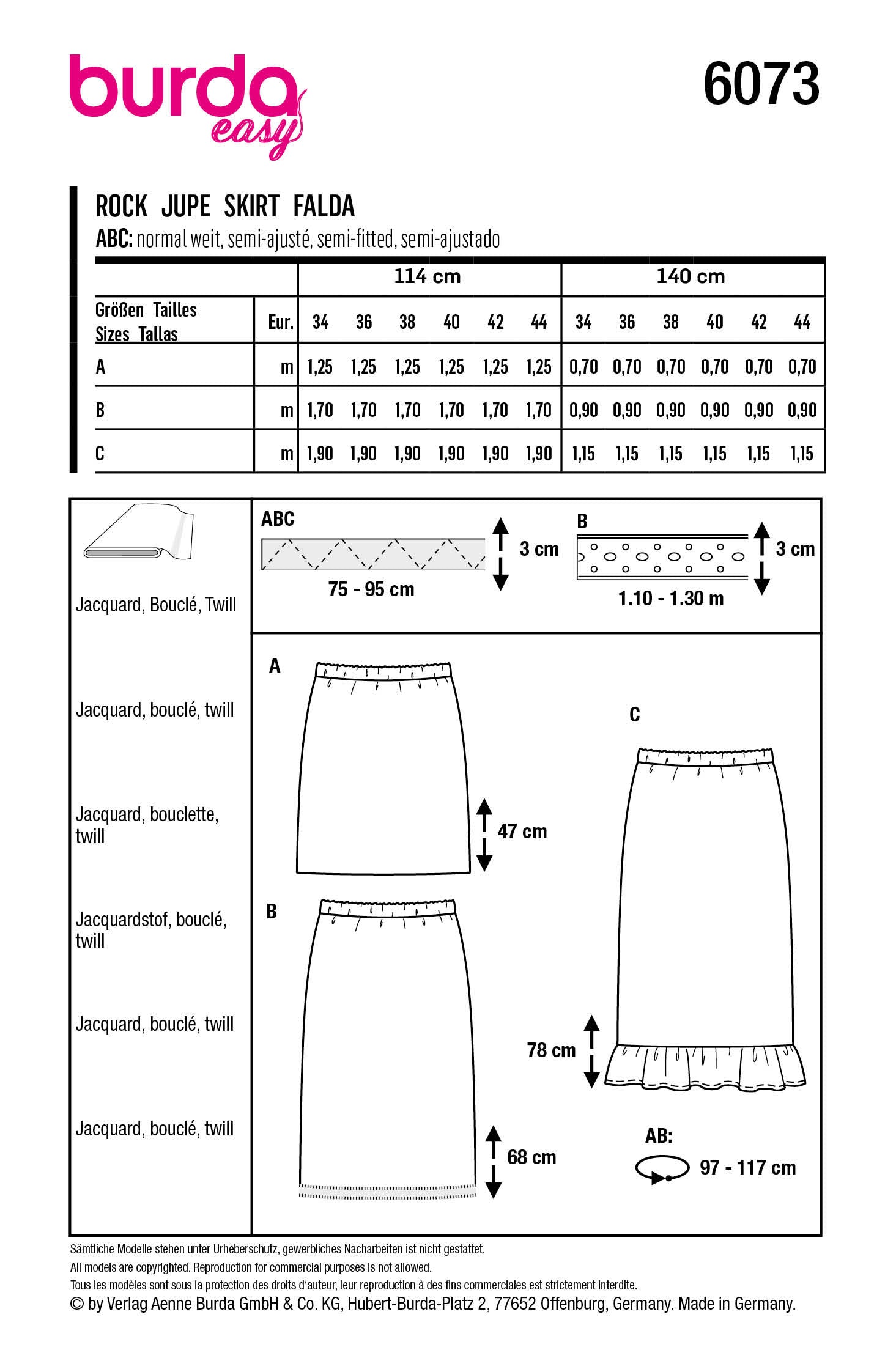Burda X06073 Misses Skirt/Pants