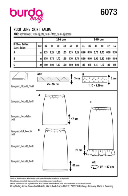 Burda X06073 Misses Skirt/Pants