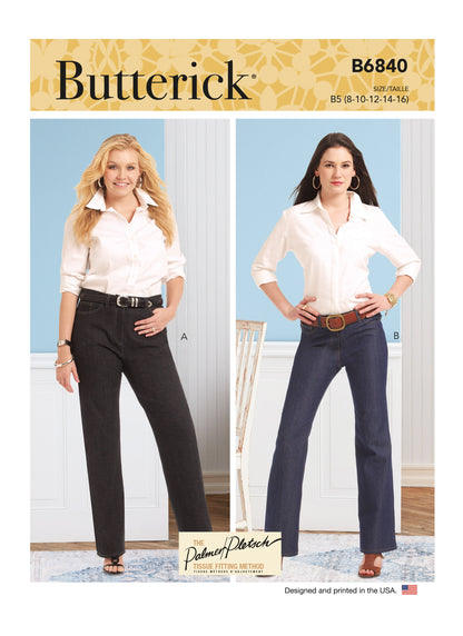 Butterick Pattern B6840 Misses' & Women's Straight-Leg or Boot Cut Jeans
