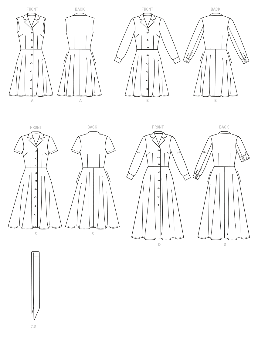 Butterick Pattern B6843 Misses' Shirtdresses & Sash
