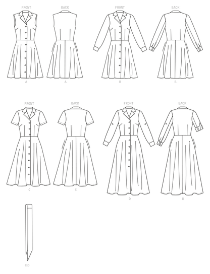 Butterick Pattern B6843 Misses' Shirtdresses & Sash