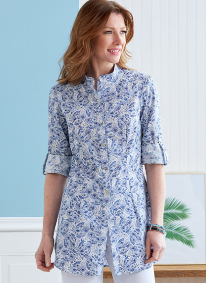 Butterick Pattern B6852 Misses' Button-Down Shorts With Collar, Sleeve & Hem Variations