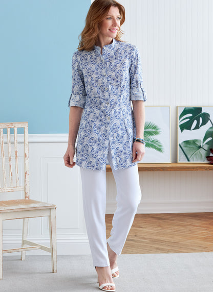 Butterick Pattern B6852 Misses' Button-Down Shorts With Collar, Sleeve & Hem Variations