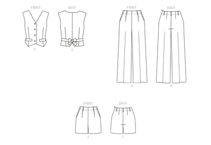 Butterick Pattern B6901 Misses' Vest, Pants and Shorts