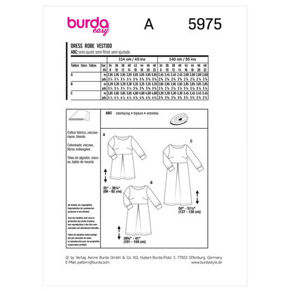 Burda Pattern 5975 Misses' Dress