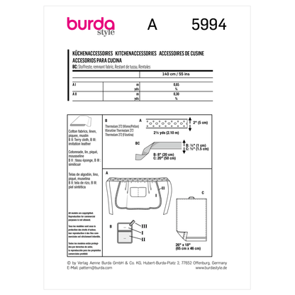 Burda Pattern X05994 Kitchen Home Decor