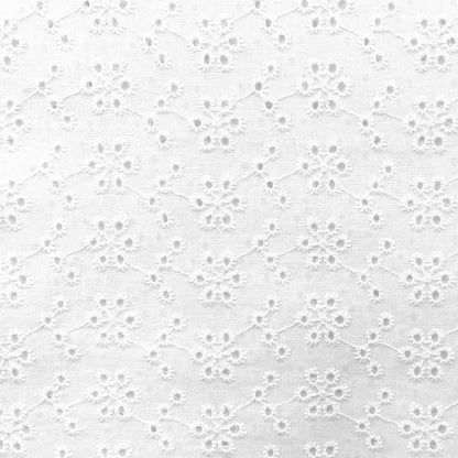 Broderie Anglaise Fabric, White- 130cm