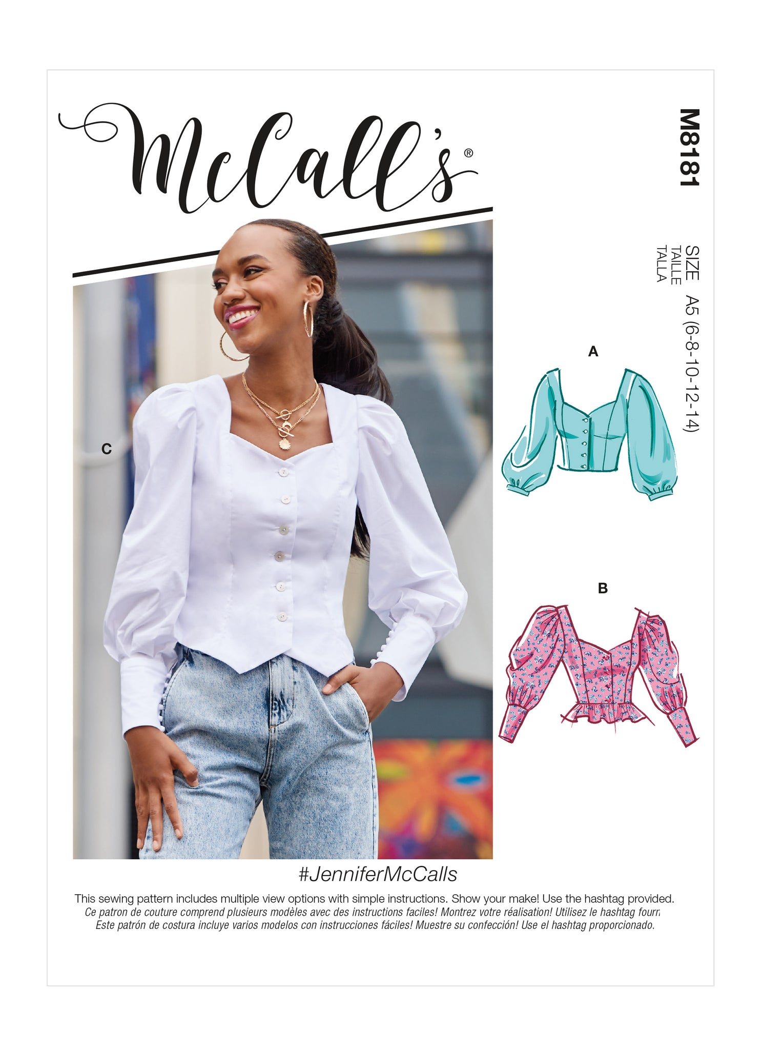 McCall's Sewing Pattern M8255 - Misses' and Women's Tops, Size:  KK(26W-28W-30W-32W) 