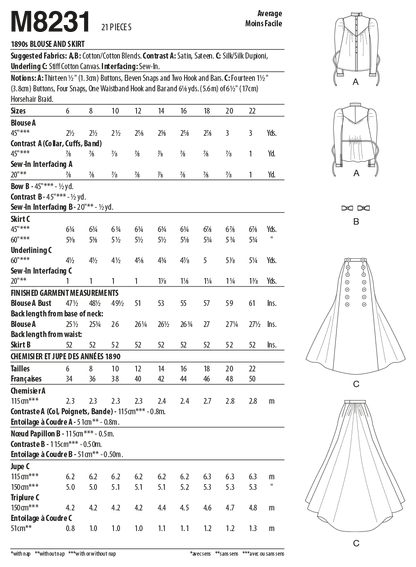 McCall's M8231 1890s Blouse & Skirt