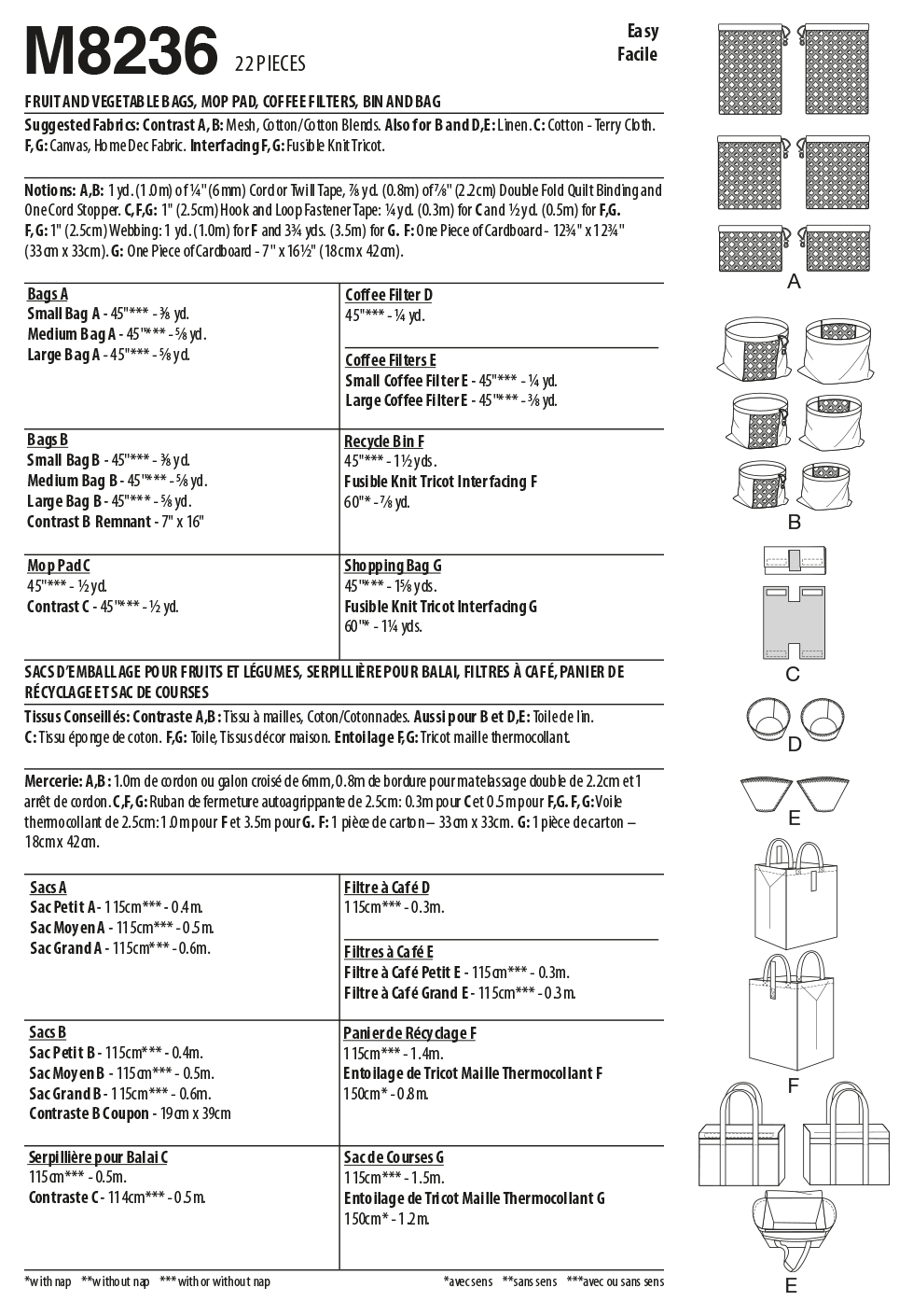 McCall's M8236 Eco Bag Mop Pad Filter