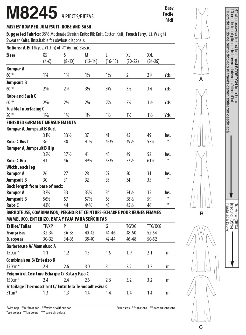 McCall's M8245 Miss Rmpr Jumpsuit Robe