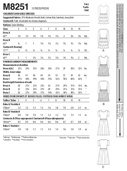 McCall's M8251 Children & Girl's Dresses