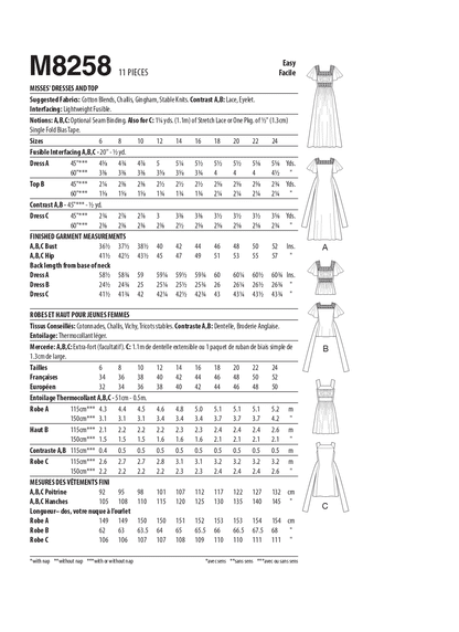 McCall's Pattern M8258 Misses' Dresses & Top