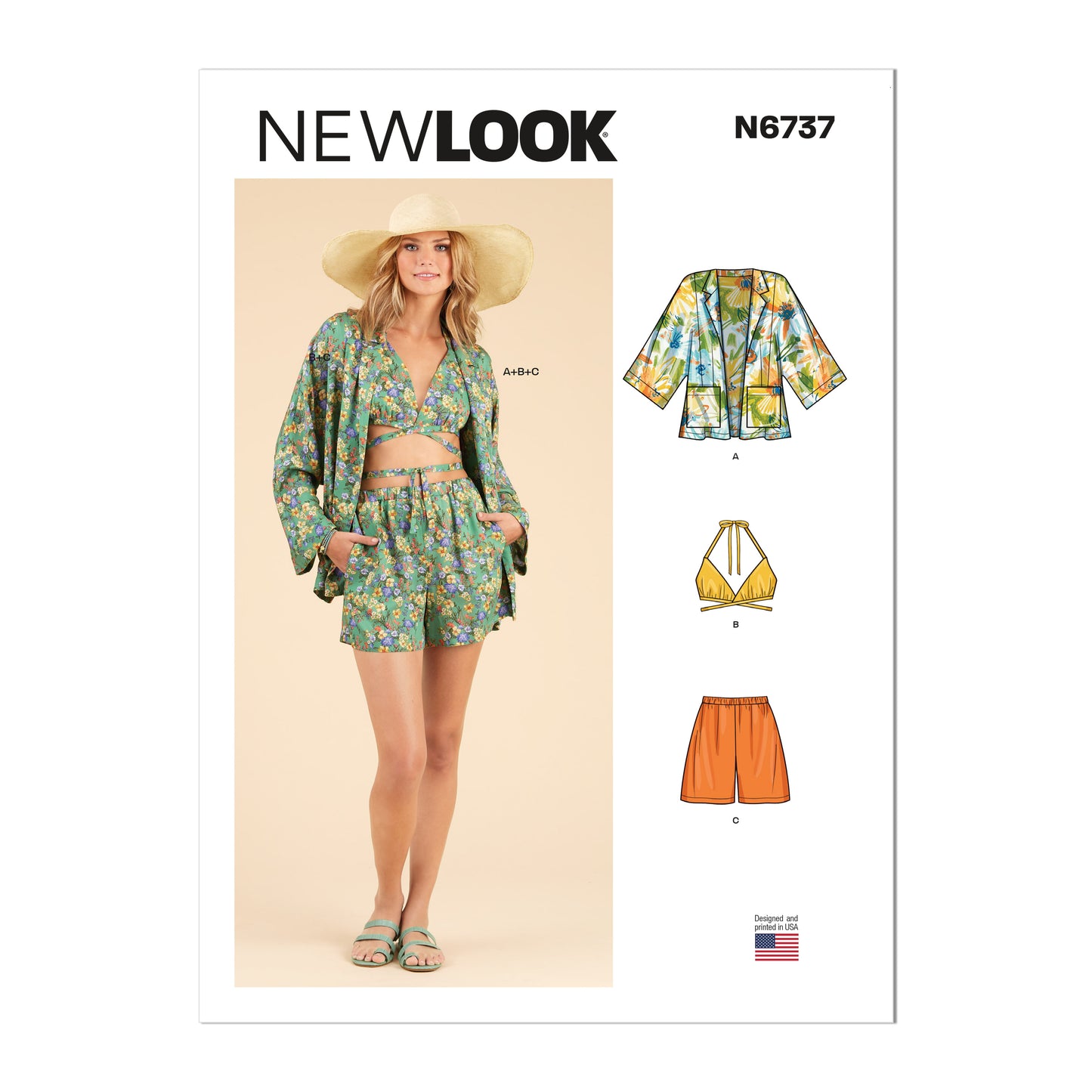 Newlook Pattern 6737 Misses' Jacket, Wrap Halter Top and Shorts