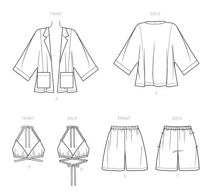 Newlook Pattern 6737 Misses' Jacket, Wrap Halter Top and Shorts