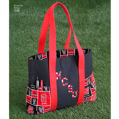 Simplicity Pattern 1338 OS Tote Bags in Three Sizes, Backpack and Coin Purse