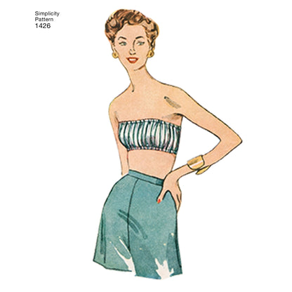 Simplicity Pattern 1426  Women's Vintage 1950's Bra Tops