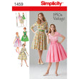 Simplicity Pattern 1459  Women's and Petite 1950's Vintage Dress