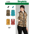 Simplicity Pattern 1499  Women's Vest and Headband in Three Sizes