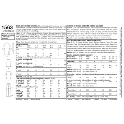 Simplicity Pattern 1563 Women's Men's and Teens' Sleepwear