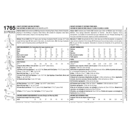 Simplicity Pattern 1765 Child's and Dog Costumes
