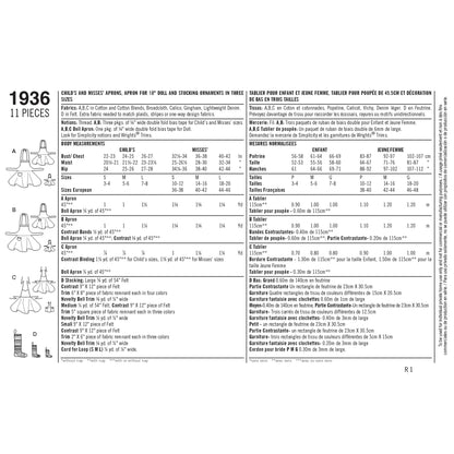 Simplicity Pattern 1936 Child's & Women's Aprons