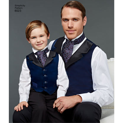 Simplicity Pattern 8023 Boys' and Men's Vest, Bow-tie, Cummerbund and Ascot