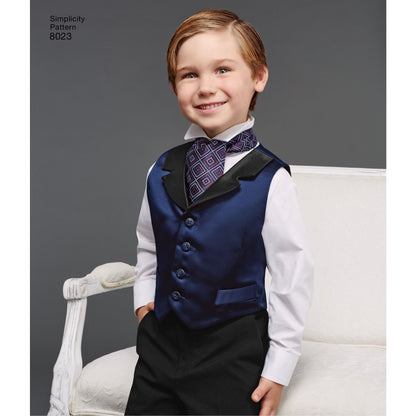 Simplicity Pattern 8023 Boys' and Men's Vest, Bow-tie, Cummerbund and Ascot