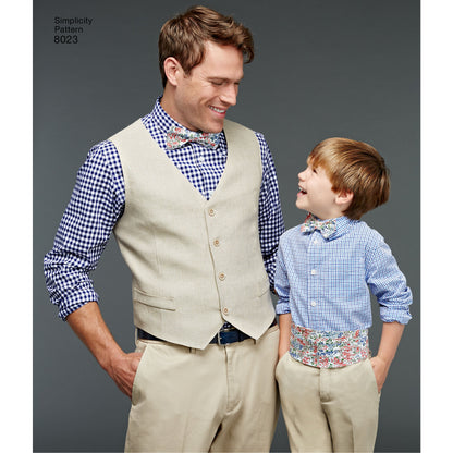 Simplicity Pattern 8023 Boys' and Men's Vest, Bow-tie, Cummerbund and Ascot