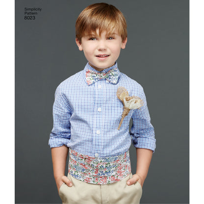Simplicity Pattern 8023 Boys' and Men's Vest, Bow-tie, Cummerbund and Ascot