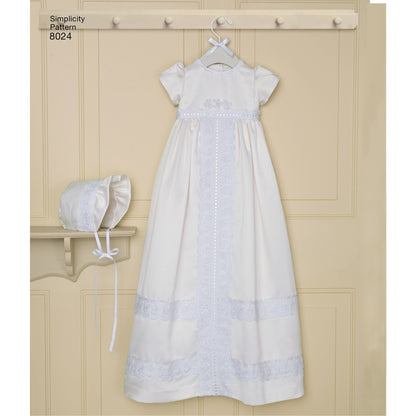 Simplicity Pattern 8024 Babies' Christening Sets with Bonnets