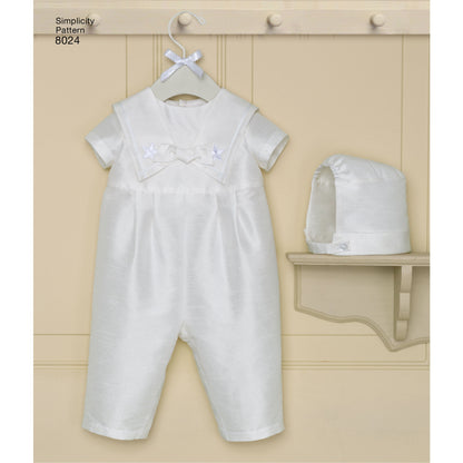 Simplicity Pattern 8024 Babies' Christening Sets with Bonnets