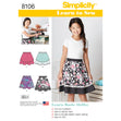 Simplicity Pattern 8106 Learn To Sew Skirts for Girls and Girls Plus