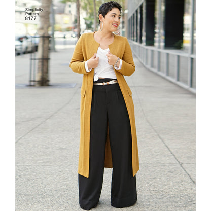 Simplicity Pattern 8177 Mimi G Style Trouser, Coat or Vest, and Knit Top for Women's and Plus Sizes