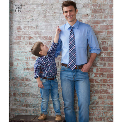 Simplicity Pattern 8180 Boys' and Men's Shirt, Boxer Shorts and Tie