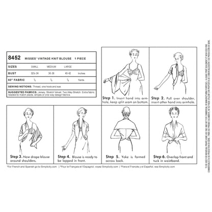 Simplicity Pattern 8452 Women’s Vintage Knit Blouse