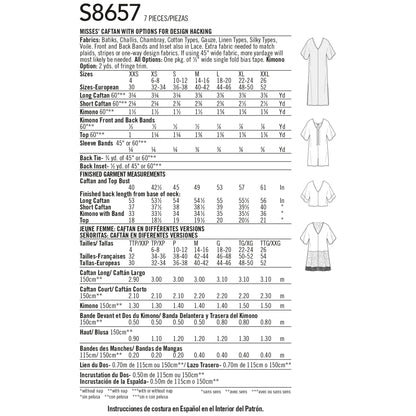 Simplicity Pattern 8657  Misses' Caftan with Options for Design Hacking