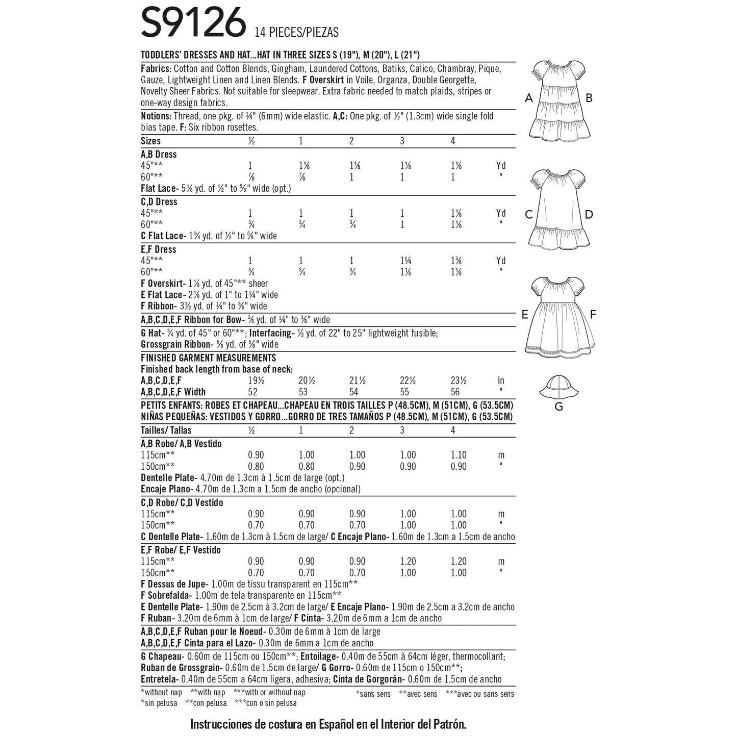 Simplicity Pattern 9126 Toddlers' Dresses