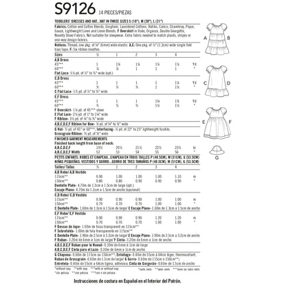 Simplicity Pattern 9126 Toddlers' Dresses