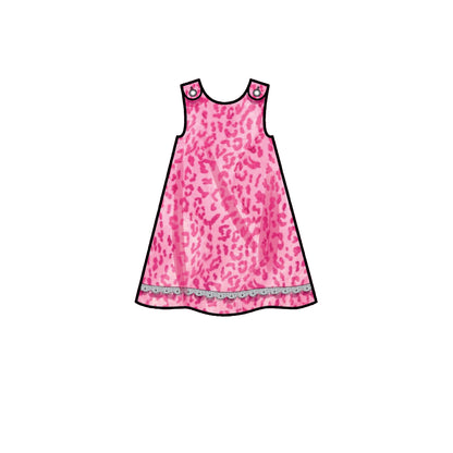 Simplicity Pattern 9318 Toddlers' Tent Tops, Dresses, and Shorts
